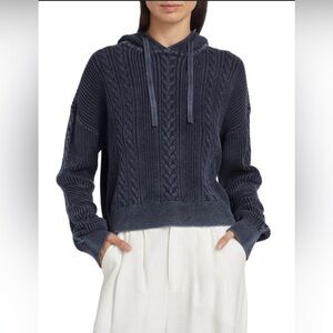 ATM Anthony Thomas Melillo Cotton Cable-Knit Drawstring Hoodie Size XL